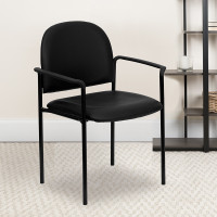 Flash Furniture Black Vinyl Stacking Chair with Arms BT-516-1-VINYL-GG